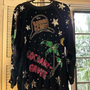 Bonnie Boerer Tops | Vtg Velvet Sequin Hollywood Nightclub Sweatshirt